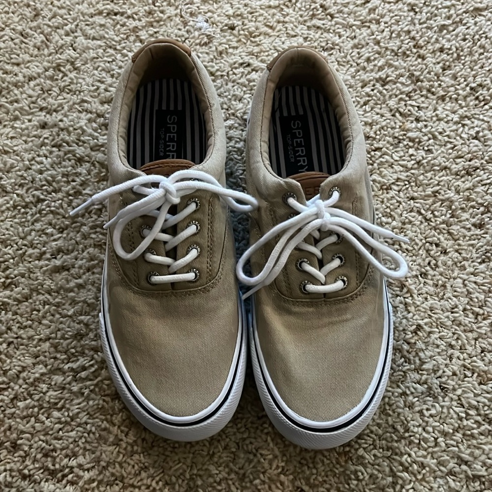 Men’s Sperry Top Sider Boat Shoes Khaki Tan Size 9